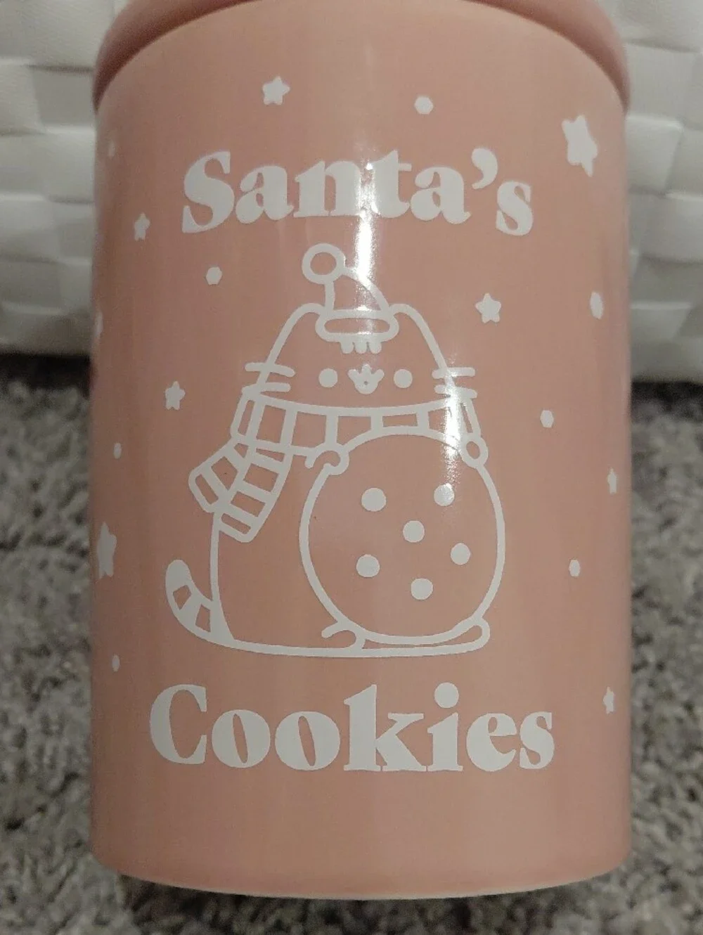 PUSHEEN Santa's Cookies Pink Cookie Jar